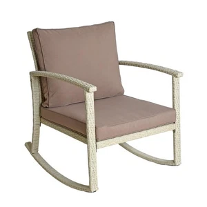 Polyrattan Schaukelstuhl Relaxsessel Gartenstuhl Stuhl Sessel inkl. Kissen Beige - Bild 1 von 12