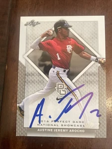 AUSTINE JEREMY AROCHO 2016 LEAF "PERFECT GAME" ALL-AMERICAN RC #001! AUTO SIGNED - Picture 1 of 8