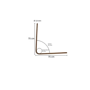 Betonstahl-Winkel Ø 14 mm, 90 Grad - 75 x 75 cm, 10 Stück, Baustahl - Bild 1 von 1