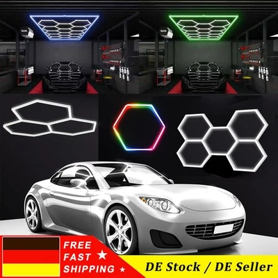 3-28 Hexagon LED Lampe Röhren Werkstatt Garage Wand Decken Leuchte Beleuchtung