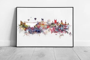 Painterly Bristol City Skyline Wall Art Print - Ready to Hang Framed Picture - Picture 1 of 10