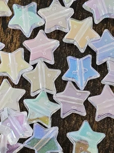 50 acrylic fun white irredescent star beads for jewellery making - Picture 1 of 5
