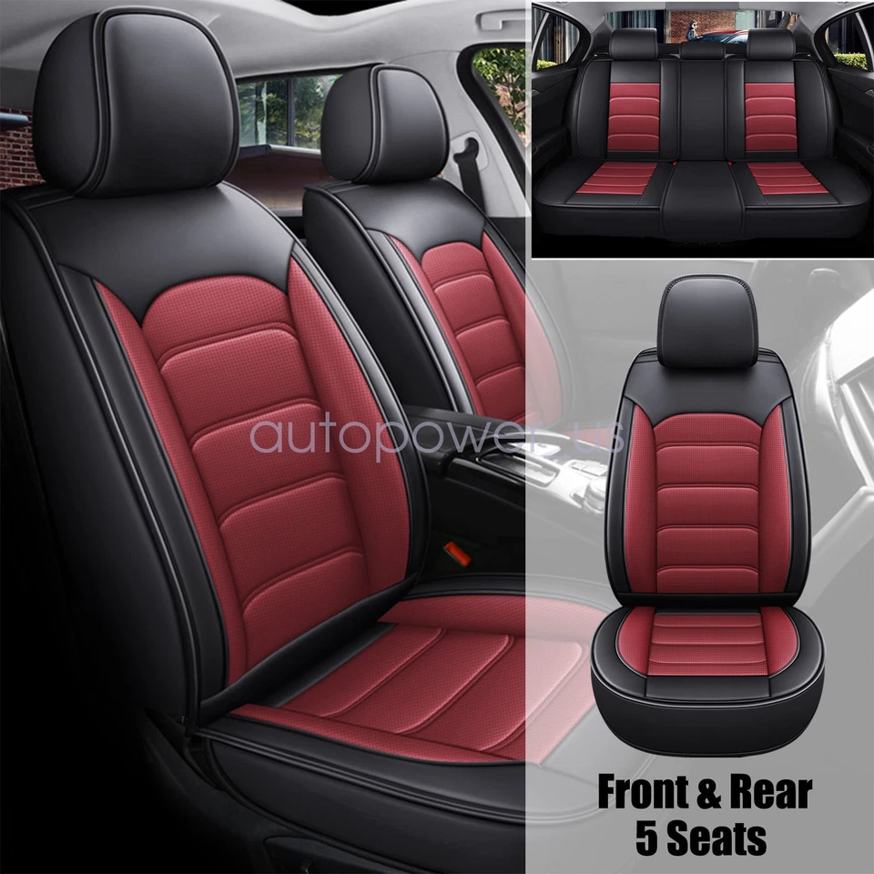 For Toyota Camry Car Seat Covers Leather 5-Seat Front Rear Protector Cushion Pad - Image 1 of 4