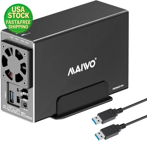 Dual Bay Hard Drive RAID Enclosure USB 3.0 for 2.5 3.5 SATA SSD HDD 48TB - Picture 1 of 12
