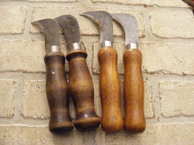 4 Used Carpet Linoleum Tile Knife Cutting Tools Wood Handles 1 Red Devil - Image 1 of 4