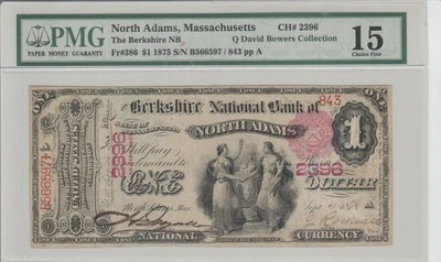 1875 $1 THE BERKSHIRE NB NORTH ADAMS MASSACHUSSETS SUPER RARE NOTE - Image 1 of 2