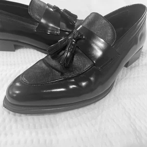 Zara Men Dress Shoes 100% Leather Shoes Black Size US 9 EU 42 Tasseled Business - Picture 1 of 12
