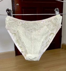 Vintage süß seidig Nylon Höschen transparent Viskose Blumen Spitze Slip Gr.6/M Hüfte 36~39" - Bild 1 von 20