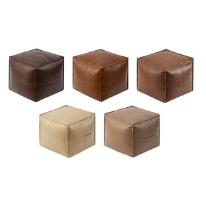 Footstool 17.7inchx17.7inch Cushion Cover PU Leather without Inner Filling - Picture 1 of 36