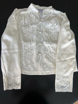 Blusa De Colección Lily Of France Rosa Paleo-Szule Encaje Transparente Manga Larga Crema Pequeña Foto 1 de 4