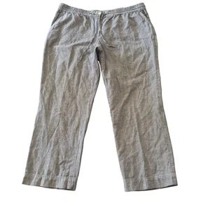 Talbots Linen Cotton Blue White Hickory Striped Pants Womens Size 14P Summer - Picture 1 of 12