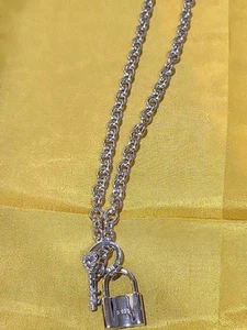 Catena Lucchetto Argento Sterling 18 In Regolabile - Foto 1 di 11