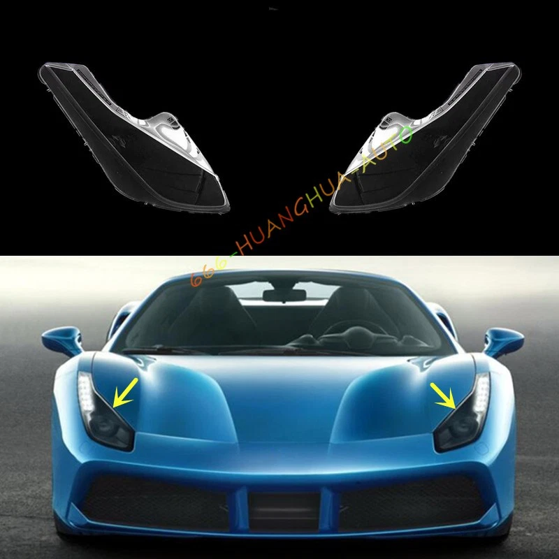 Both Side Headlight Clear Lens Replace Cover + Sealant For Ferrari 488 2015-2019 - Imagem 1 de 4