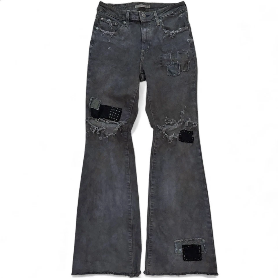Levi’s Strauss Custom Reconstructed 726 Flare Distressed Patchwork Jeans Size 28 - Image 1 of 4
