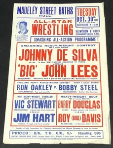 1962 Wrestling Poster Hull John Lees Roy Davis Jim Hart Bobby Steel Relwyskow - Bild 1 von 1