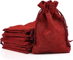 Naler 24 x Jutesäckchen Rot Jute Beutel für Adventskalender Stoffbeutel Natur - Bild 1 von 6