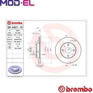 2x BRAKE DISC 09.A421.10 FOR DAIHATSU SIRION/CUOREVI/YRV/MOVE EJ-DE/VE 1.0L 3cyl - Picture 1 of 7
