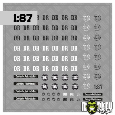 Mehrteiliges Set Deutsche Reichsbahn Beschriftung Decals DDR 1:87 Spur H0 Set A
