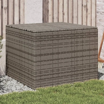 VIDAXL Garden Storage Box Grey PE rattan, Powder-coated steel Medium