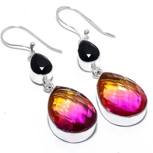 Pendiente de joyería de plata esterlina 925 con piedras preciosas de ónix... - Imagen 1 de 5