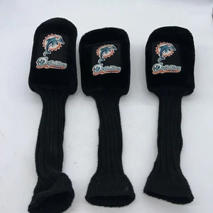 Vtg Miami Dolphins NFL GridIron Black Club Head Covers for Driver X 1 & 3 Wood - Picture 1 of 8
