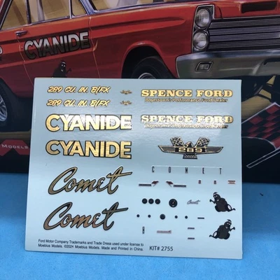Linda folha de decalque GOLD CIANIDE Comet B/FX Drag Race peças modelo 1:25MM LBR - Imagem 1 de 3