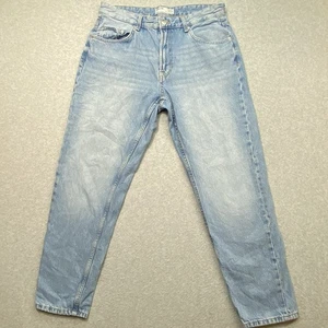 Bershka Jeans Women’s Sz 32 Washed Denim Straight Vintage Distressed - Picture 1 of 8