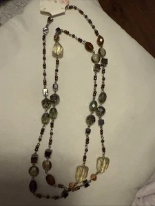Vintage Premier Designs Silber Grau Bernstein Perlen Halskette Hoch Modeschmuck - Bild 1 von 2