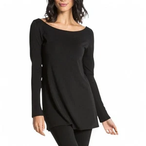 Colette schwarze Tunika mit offenem Rücken Damen M Langarm U-Boot-Ausschnitt elegant Freizeit - Bild 1 von 9