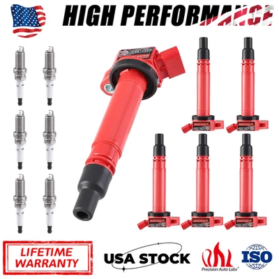 Bobina de encendido y bujías de 6 piezas para Lexus IS350 GS350 IS250 RX350 Toyota V6 V8 Foto 1 de 4