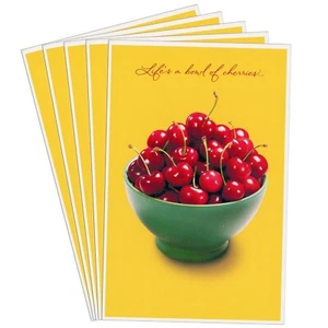 LOT OF 5 TENDER THOUGHTS THANK YOU Cards + Envelopes, Life's a Bowl of Cherries - Picture 1 of 5