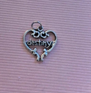 20x20mm says Destiny in a Cut Out Heart Sterling Silver Charm! - Picture 1 of 3