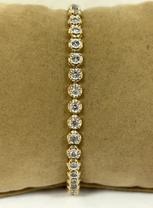 IMPRESIONANTE BRAZALETE TENIS ORO AMARILLO 10K 1,95 CT TW DIAMANTES 8-1/8" - Imagen 1 de 14