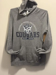 BYU Cougars Tri-Blend Hooded Fleece Grey Large New - Picture 1 of 3