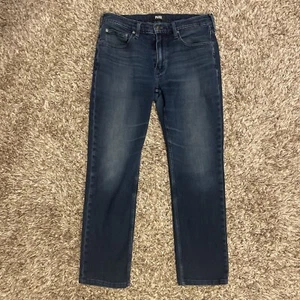 Pantalones de mezclilla Paige para hombre 31x28 azul federal lavado oscuro ajustados rectos premium - Imagen 1 de 15