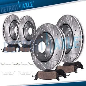 2.0L Front Rear Drilled Brake Rotors Brake Pads Kit for 2017-2020 Jaguar F-Pace - Picture 1 of 8