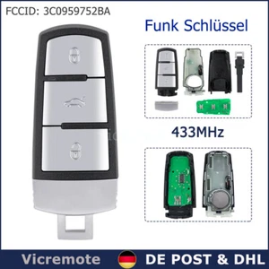 FUNK SCHLÜSSEL FERNBEDIENUNG 434MHZ 3C0959752BA FÜR VW PASSAT CC B6 ID48 CHIP - Bild 1 von 8