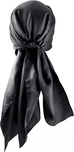 Elegantes 90x90cm Damen Seidentuch Schwarz - Stilvolles Bandana für Haare - Bild 1 von 7