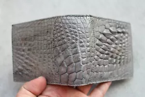 Gray Alligator Crocodile Print Leather SKIN Men's Money Clip WALLET - Picture 1 of 5