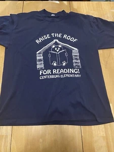 Vintage Raise The Roof For Reading Shirt Centerburg Ohio Elementary Large Navy - Bild 1 von 6