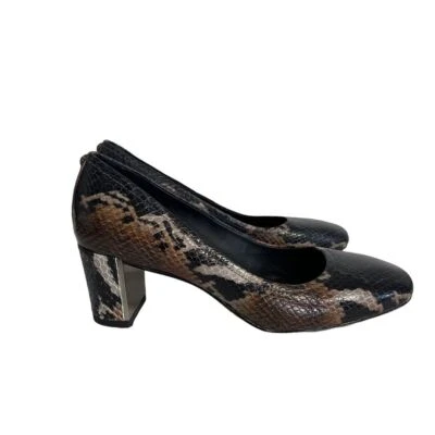Zapatos de salón de vestir de cuero con estampado de serpiente animal Donald Pliner Cori 6 M tacón bloque Foto 1 de 4