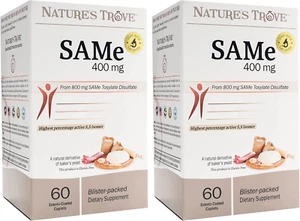 Sam-E 400Mg 120 Enteric Coated Caplets (2 Boxes of 60) - Vegan, Kosher, Non-Gmo, - Picture 1 of 12