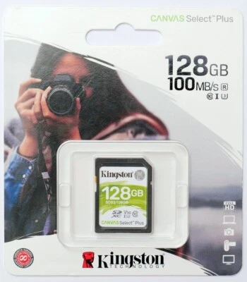Kingston SDS2/128GB Canvas Select Plus SDXC Card Class10 UHS-I 100MB/s V30-UK - Image 1 of 3