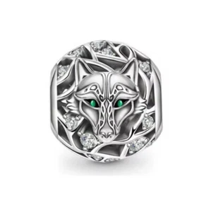 Wolf Charm 925 Sterling Silver Charm for Bracelet Necklace - Picture 1 of 1