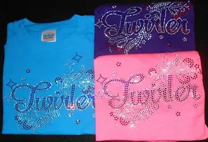 BATON TWIRLING RHINESTONE T SHIRT CHILD SIZES PINK BLUE PURPLE TWIRLERS - Picture 1 of 13