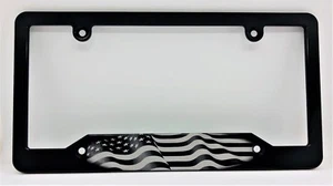 BANDERA AMERICANA ONDULADA, marco de placa de aluminio billete, negro anodizado, BSNP - Imagen 1 de 2