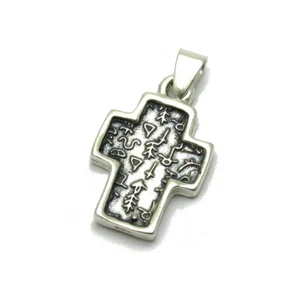 Sterling Silver Pendant Solid 925 Cross With Old Bulgarian Symbols Handmade - Picture 1 of 2