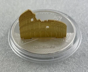2007 World Monuments Golden 3D Italy's Colosseum 999 Silver Proof Coin - Bild 1 von 4