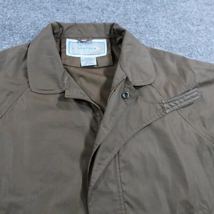 Vintage 80s Matrix Jacket Men L Brown Chin Strap Windbreaker Coat Bomber 12220 - Picture 1 of 12