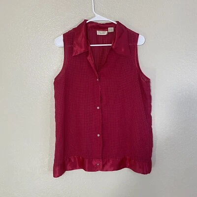 Vintage Gold Label Victoria’s Secret Pink Collared Button Up Tank Sz Medium - Imagem 1 de 4